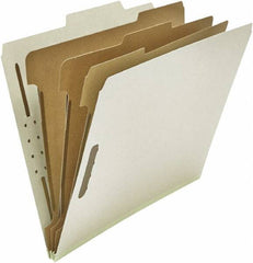 UNIVERSAL - 8-1/2 x 11", Letter Size, Gray, Classification Folders with Top Tab Fastener - 25 Point Stock, Right of Center Tab Cut Location - Apex Tool & Supply