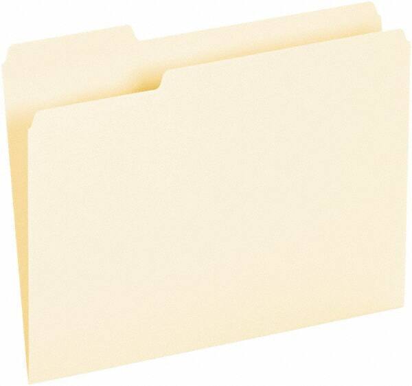 UNIVERSAL - 8-1/2 x 11", Letter Size, Manila, File Folders with Top Tab - Assorted Tab Cut Location - Apex Tool & Supply