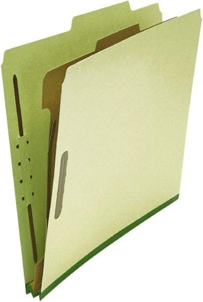 UNIVERSAL - 8-1/2 x 11", Letter Size, Green, Classification Folders with Top Tab Fastener - 25 Point Stock, Right of Center Tab Cut Location - Apex Tool & Supply