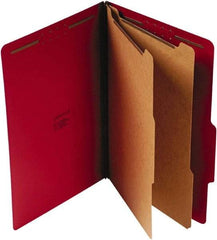 UNIVERSAL - 9-1/2 x 14-1/2", Legal, Ruby Red, Classification Folders with Top Tab Fastener - 25 Point Stock, Right of Center Tab Cut Location - Apex Tool & Supply