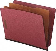UNIVERSAL - 8-1/2 x 11", Letter Size, Red, Classification Folders with End Tab Fastener - 25 Point Stock, Straight Tab Cut Location - Apex Tool & Supply