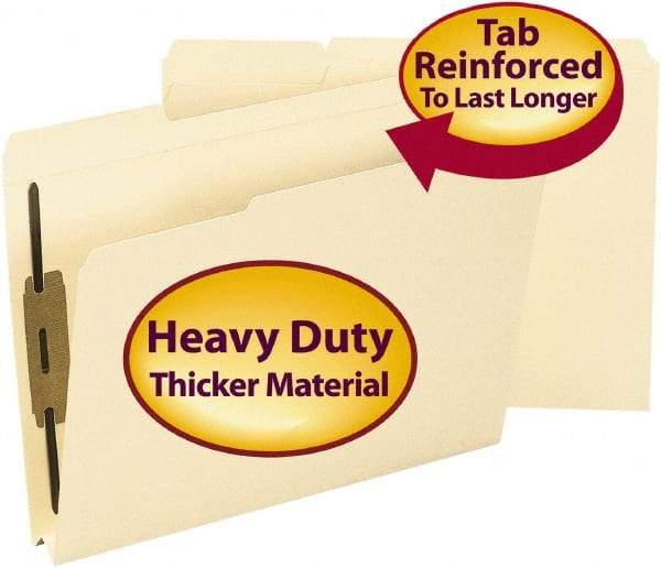 SMEAD - 8-1/2 x 11", Letter Size, Manila, File Folders with Top Tab - 14 Point Stock, Assorted Tab Cut Location - Apex Tool & Supply