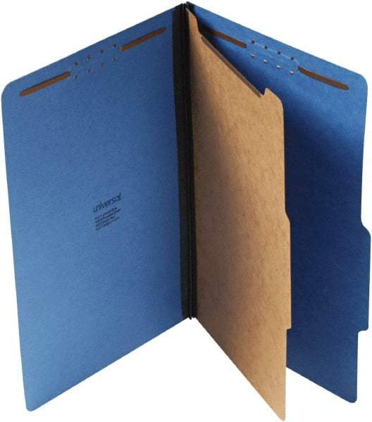 UNIVERSAL - 9-1/2 x 14-1/2", Legal, Cobalt Blue, Classification Folders with Top Tab Fastener - 25 Point Stock, Right of Center Tab Cut Location - Apex Tool & Supply