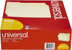 UNIVERSAL - 8-1/2 x 11", Letter Size, Manila, File Folders with Top Tab - 11 Point Stock, Assorted Tab Cut Location - Apex Tool & Supply