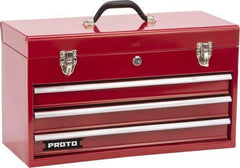Proto - 1 Compartment 3 Drawer Tool Box - 20-3/16" Wide x 8-3/4" Deep x 11-3/4" High, Steel, Safety Red - Apex Tool & Supply