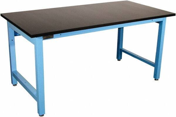 Proline - 72 Wide x 36" Deep x 36" High, Epoxy Resin Workbench - Adjustable Height Legs, Light Blue - Apex Tool & Supply