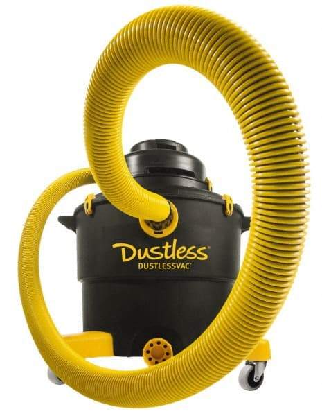 Dustless Technologies - 16 Gal Plastic Tank, Electric Powered Wet/Dry Vacuum - 5 Peak hp, 120 Volt, 11.5 Amps, 12' Hose Fitting, Cloth Filter, Accessories Included - Apex Tool & Supply