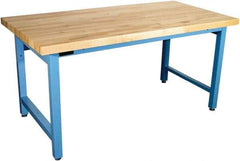Proline - 72 Wide x 36" Deep x 36" High, Maple Workbench - Adjustable Height Legs, Light Blue - Apex Tool & Supply