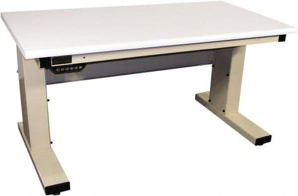Proline - 72 Wide x 30" Deep x 42-1/2" High, Static Dissipative Workbench - Adjustable Height Legs, Light Beige - Apex Tool & Supply