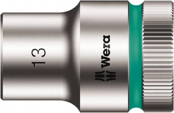 Wera - 1/2" Drive, Standard Hand Socket - 6 Points, Chrome Vanadium, Chrome Finish - Apex Tool & Supply
