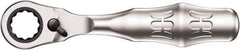 Wera - 1/4" Splined Drive Pear Head Mini-Ratchet Drive - Chrome Vanadium Finish, 4" OAL, 60 Gear Teeth, Forged Grip Handle - Apex Tool & Supply