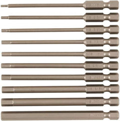 Wiha - 10 Piece, Tamperproof Hex Bit Set - 5/64 to 1/4" Hex, 1/4" Drive, Hex Security Point - Apex Tool & Supply