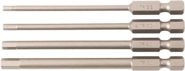 Wiha - 4 Piece, Bit Set - 1/4" Drive, Hex Point - Apex Tool & Supply