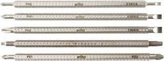 Wiha - 5 Piece, 6mm Drive Screwdriver Bit Set - #0 to #2 Phillips, #1 & #2 Pozidriv, #1 & #2 Square Recess, 3, 4 & 6mm Slotted - Apex Tool & Supply