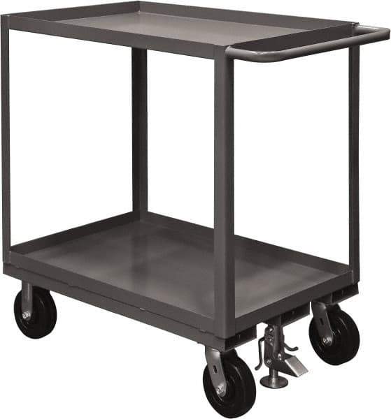 Durham - 2,400 Lb Capacity, 48" Wide x 24" Long x 37-5/8" High Service Cart - 2 Shelf, Steel, 2 Rigid/2 Swivel Casters - Apex Tool & Supply