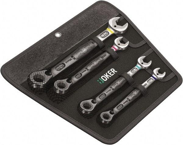 Wera - 4 Piece, 7/16" to 3/4", Combination Wrench Set - Inch Measurement Standard, Chrome Vanadium Finish, Comes in Nylon Pouch - Apex Tool & Supply