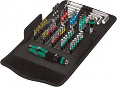 Wera - 52 Piece, 1/4" Drive Screwdriver Bit Set - #1, #2 & #3 Phillips, 1.5 to 8mm Hex, T10 to T40 Torx, #1, #2 & #3 Pozidriv - Apex Tool & Supply