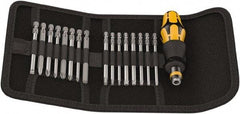 Wera - 17 Piece, 1/4" Drive Screwdriver Bit Set - #1, #2 & #3 Phillips, 3 to 6mm Hex, #1, #2 & #3 Pozidriv, 1.0x5.5mm Slotted - Apex Tool & Supply