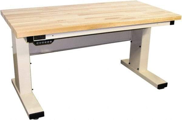 Proline - 60 Wide x 30" Deep x 42-1/2" High, Maple Workbench - Adjustable Height Legs, Light Beige - Apex Tool & Supply