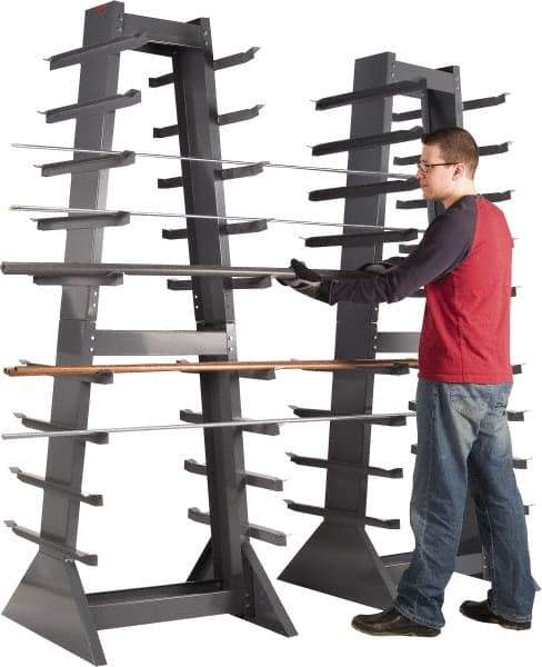 Durham - 9 Bay, 9 Shelf, 2,600 Lb Capacity, Gray 2-Sided Horizontal Bar Storage Rack - 30" Wide x 85" High x 30" Deep - Apex Tool & Supply