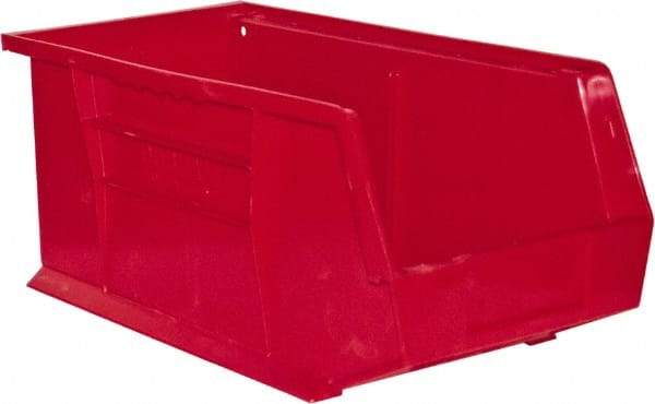 Durham - 14-5/8" Deep, Red Plastic Hang and Stack Bins - 7" High x 8-1/4" Wide x 14-5/8" Long - Apex Tool & Supply
