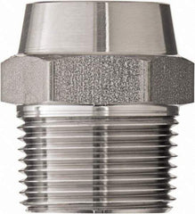 Made in USA - 1-1/2" Grade 304 Stainless Steel Pipe Hex Nipple - MNPT x Butt Weld End Connections, 1,000 psi - Apex Tool & Supply