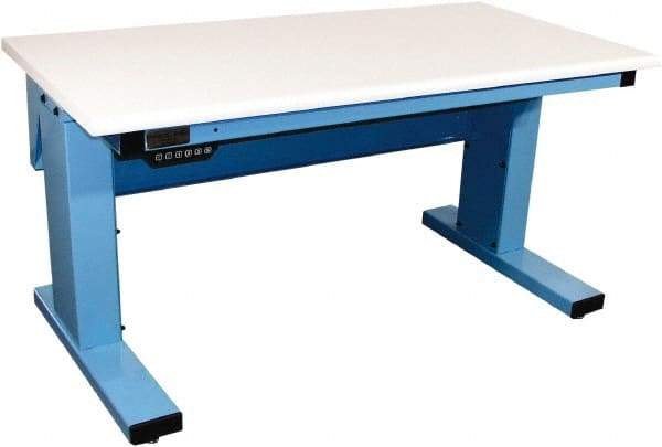 Proline - 60 Wide x 30" Deep x 42-1/2" High, Plastic Laminate Workbench - Adjustable Height Legs, Light Blue - Apex Tool & Supply