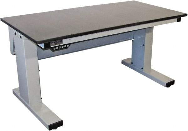 Proline - 60 Wide x 30" Deep x 42-1/2" High, Epoxy Resin Workbench - Adjustable Height Legs, Light Blue - Apex Tool & Supply