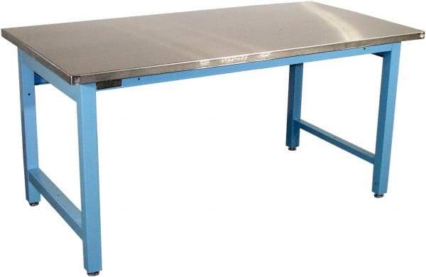 Proline - 72 Wide x 36" Deep x 36" High, Stainless Steel Workbench - Adjustable Height Legs, Light Blue - Apex Tool & Supply