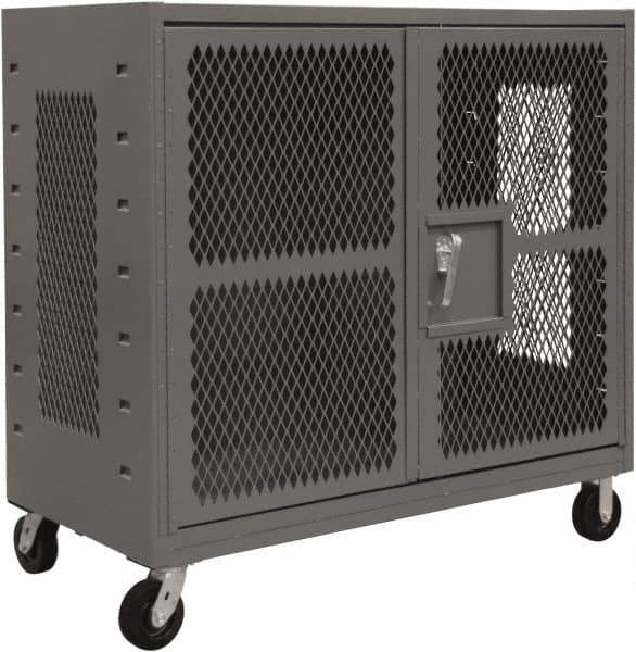 Durham - 2,000 Lb Capacity, 4-Sided Steel Mesh Stock Truck - 36" Long x 60" Wide x 57-3/16" High, Phenolic Wheels - Apex Tool & Supply
