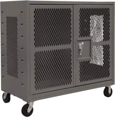 Durham - 2,000 Lb Capacity, 4-Sided Steel Mesh Stock Truck - 36" Long x 60" Wide x 57-3/16" High, Phenolic Wheels - Apex Tool & Supply