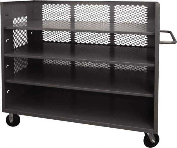 Durham - 2,000 Lb Capacity, 3 Shelf, 3-Sided Steel Truck - 36" Long x 72-1/2" Wide x 56-7/16" High, Phenolic Wheels - Apex Tool & Supply