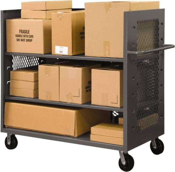 Durham - 2,000 Lb Capacity, 2 Shelf, 3-Sided Steel Truck - 36" Long x 72-1/2" Wide x 56-7/16" High, Phenolic Wheels - Apex Tool & Supply
