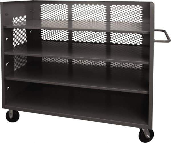 Durham - 2,000 Lb Capacity, 3 Shelf, 3-Sided Steel Truck - 36" Long x 60-1/2" Wide x 56-7/16" High, Phenolic Wheels - Apex Tool & Supply