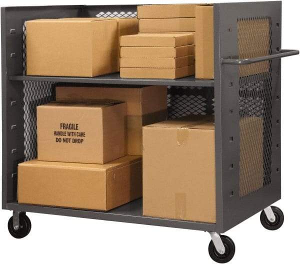 Durham - 2,000 Lb Capacity, 1 Shelf, 3-Sided Steel Truck - 36" Long x 60-1/2" Wide x 56-7/16" High, Phenolic Wheels - Apex Tool & Supply