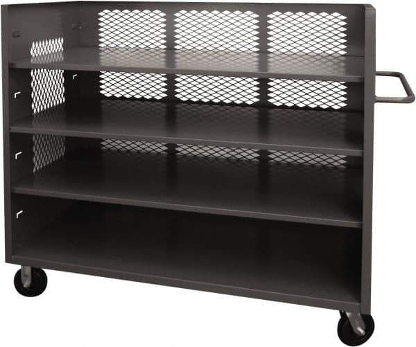 Durham - 2,000 Lb Capacity, 3 Shelf, 3-Sided Steel Truck - 30" Long x 60-1/2" Wide x 56-7/16" High, Phenolic Wheels - Apex Tool & Supply