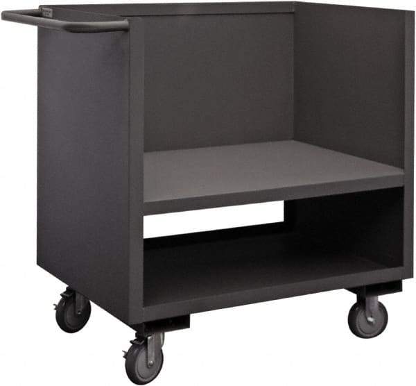 Durham - 1,200 Lb Capacity, 1 Shelf, 3-Sided Steel Truck - 30" Long x 48" Wide x 41-1/4" High, Phenolic Wheels - Apex Tool & Supply