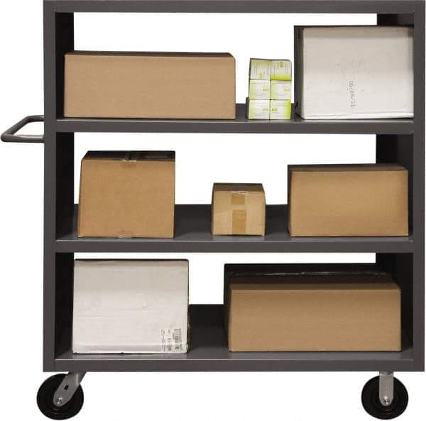Durham - 2,000 Lb Capacity, 2 Shelf, 2-Sided Steel Stock Truck - 30" Long x 60" Wide x 57" High, Phenolic Wheels - Apex Tool & Supply
