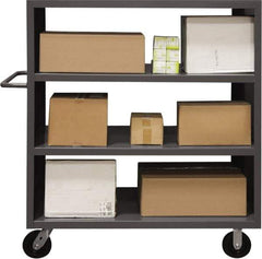Durham - 2,000 Lb Capacity, 2 Shelf, 2-Sided Steel Stock Truck - 24" Long x 48" Wide x 57" High, Phenolic Wheels - Apex Tool & Supply