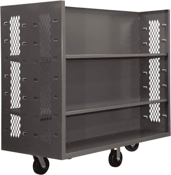 Durham - 2,000 Lb Capacity, 4 Shelf, 2-Sided Steel Mesh Stock Truck - 30" Long x 60" Wide x 57" High, Phenolic Wheels - Apex Tool & Supply