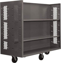 Durham - 2,000 Lb Capacity, 4 Shelf, 2-Sided Steel Mesh Stock Truck - 30" Long x 60" Wide x 57" High, Phenolic Wheels - Apex Tool & Supply