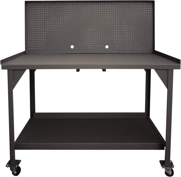 Durham - Pegboard Panel Mobile Work Bench - Steel, Fixed Leg, Gray, 60" Long x 30" Deep x 30-1/4" High - Apex Tool & Supply