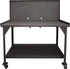 Durham - Pegboard Panel Mobile Work Bench - Steel, Fixed Leg, Gray, 60" Long x 30" Deep x 30-1/4" High - Apex Tool & Supply