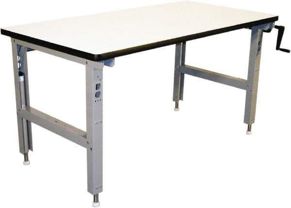 Proline - 60 Wide x 36" Deep x 42" High, Plastic Laminate Workbench - Adjustable Height Legs, Light Gray - Apex Tool & Supply