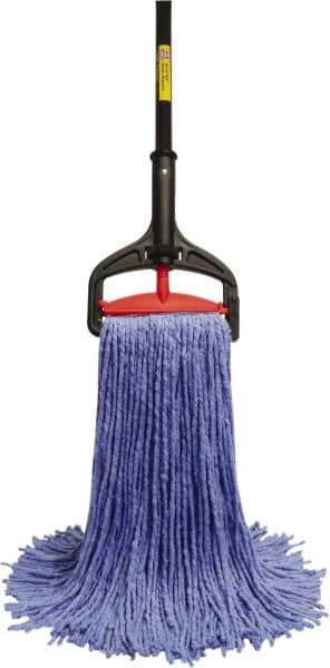 O-Cedar - Blue Deck Mop - 5" Long x 1-1/4" Wide Head, 60" Long Handle, Cotton Blend Head - Apex Tool & Supply