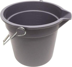 O-Cedar - 14 Qt, 11" High, Plastic Round Gray Single Pail with Pour Spout - Handle Included, 12" Top Diam - Apex Tool & Supply