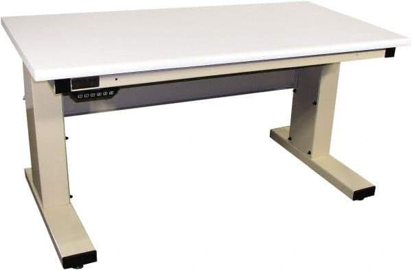 Proline - 60 Wide x 30" Deep x 42-1/2" High, Plastic Laminate Workbench - Adjustable Height Legs, Light Beige - Apex Tool & Supply
