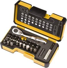 Felo - 33 Piece, 1/4" Drive Screwdriver Mini-Ratchet Bit Kit - #0 to #3 Phillips, 2 to 8mm Hex, T10 to T40 Torx, #1, #2 & #3 Pozidriv, 1/8, 5/32, 3/16, 7/32, 1/4 & 9/32" Slotted - Apex Tool & Supply