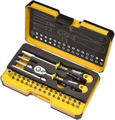 Felo - 36 Piece, 1/4" Drive Screwdriver Mini-Ratchet Bit Kit - #0 to #3 Phillips, 2 to 6mm Hex, T5 to T40 Torx, #1, #2 & #3 Pozidriv, 1/8, 5/32, 3/16, 7/32, 1/4 & 9/32" Slotted - Apex Tool & Supply