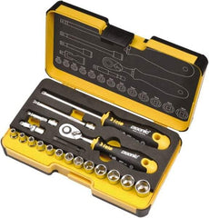 Felo - 19 Piece 1/4" Drive Chrome Finish Socket Set - 6 Points, 1/8" to 9/16" Range, Inch Measurement Standard - Apex Tool & Supply